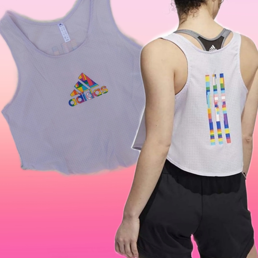 Adidas pride tech crop top shirt medium purple